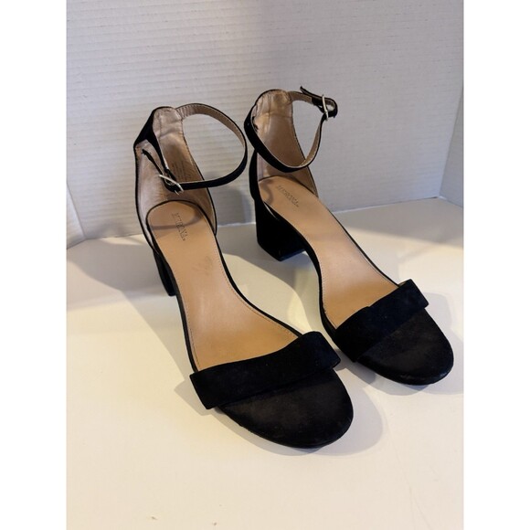 Merona Women’s Sandals Strap Open Toe Heels Black  Size 11 Dressy Work Office - Picture 1 of 11